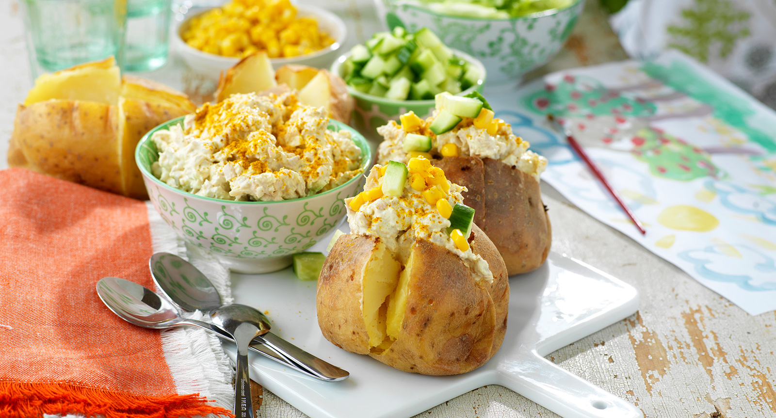 Bakad potatis med currykyckling