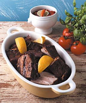 Grillade revben med barbecuesås
