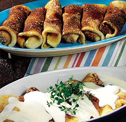 Falufyllda pannkaksrullar