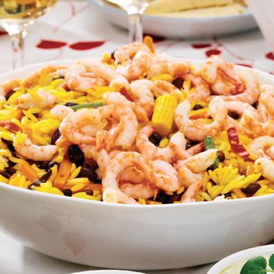 Grönsakspasta med räkor