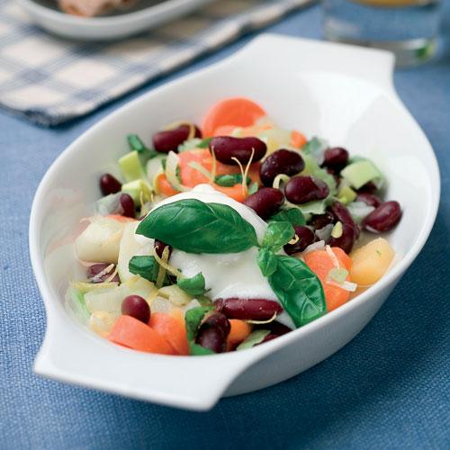 Rotfruktsgryta med bönor och citronfraiche