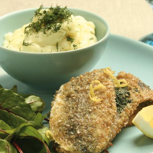 Dillfyllda strömmingsflundror och potatismos med fänkål