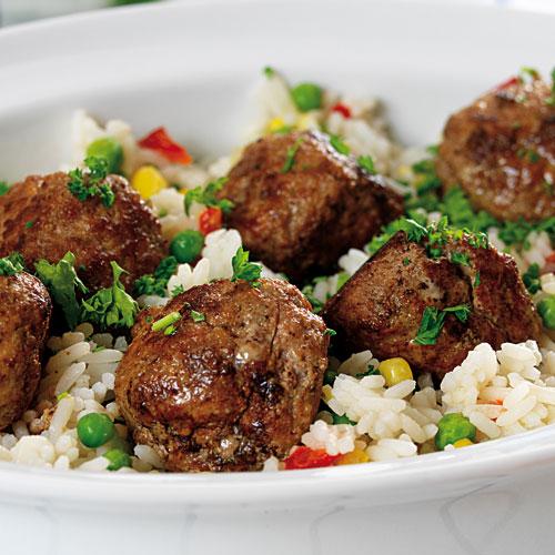 Köttbullar med grönsaksris
