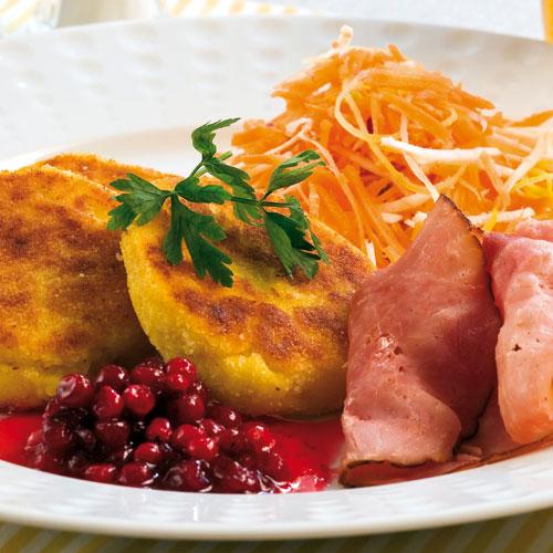 Potatisbullar med bräckt skinka