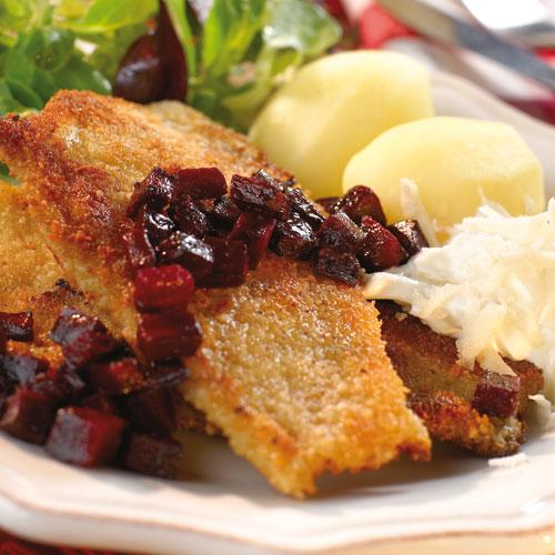 Fiskfilé med rödbetsfräs