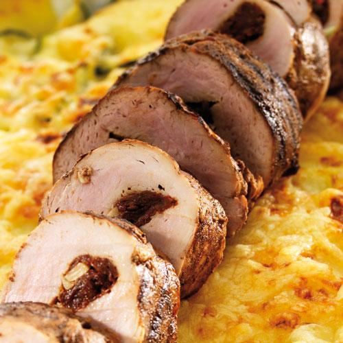 Fylld fläskfilé med grön potatisgratäng