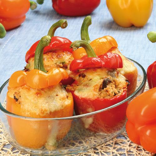 Krabb- och couscousfyllda paprikor