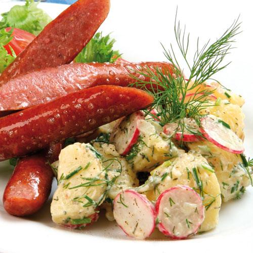 Potatissallad med kryddig korv