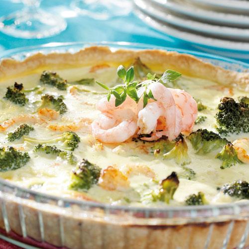 Broccolipaj med räkor