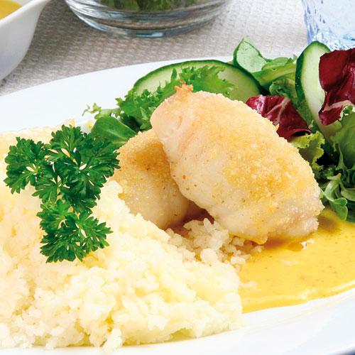 Ugnstekta fiskrulader med currysås