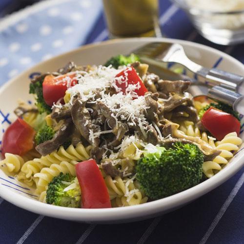 Lövbiffspasta med blåmögelostsås