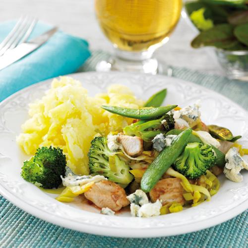 Kyckling med krossad potatis