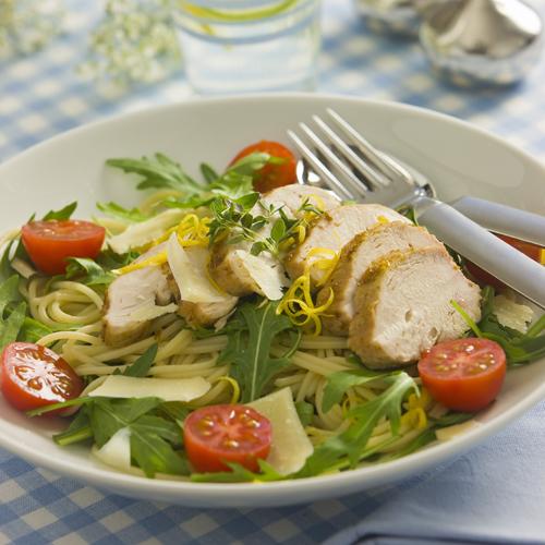 Rucolaspagetti med citronkyckling