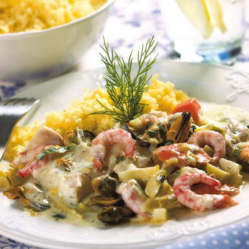 Fiskgryta med musslor och räkor