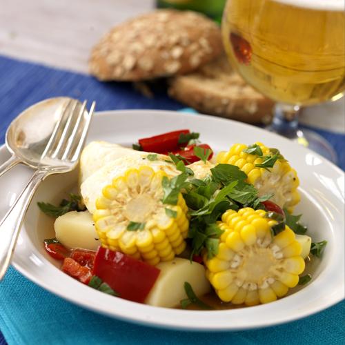Varm potatissallad med halloumi