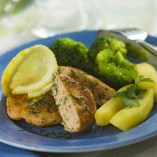 Fiskfärsbiff med citronsky