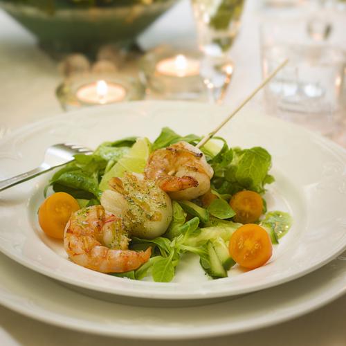 Grillade scampi och pilgrimsmusslor