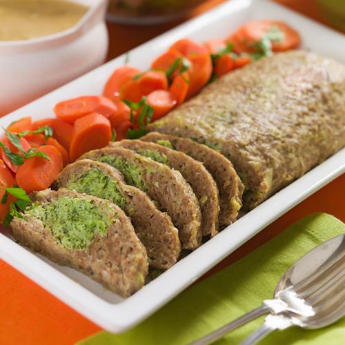 Broccolifylld köttfärslimpa med champinjonsås