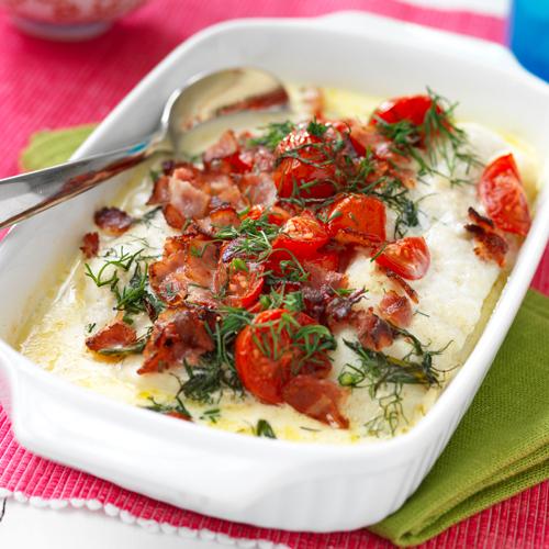 Ugnsbakad fisk med bacon