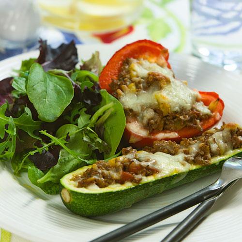 Färsfylld squash och paprika