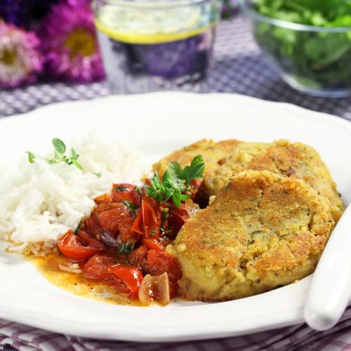 Linsbiffar med tomatröra