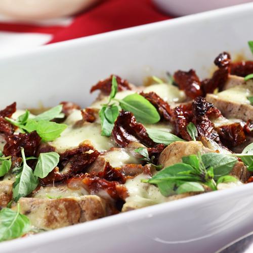 Gratinerad fläskfilé med mozzarella