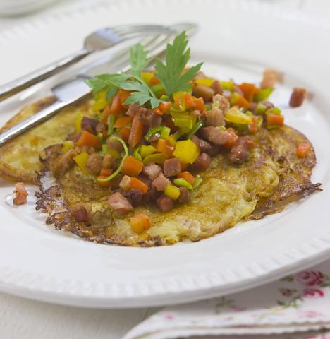 Raggmunk med baconpytt