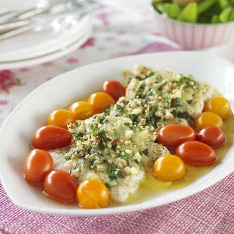 Ugnsbakad fisk med pesto