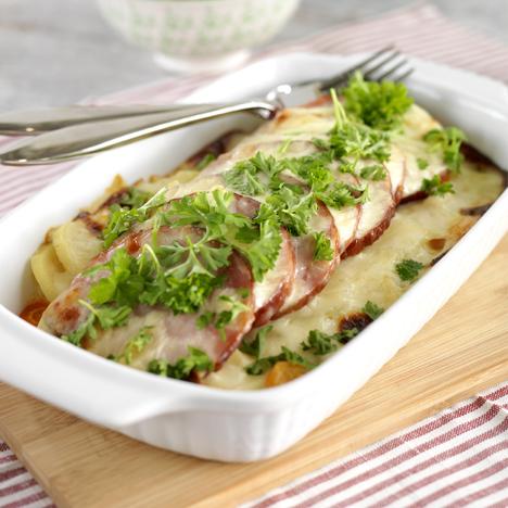 Pepparrotsgratinerad kassler