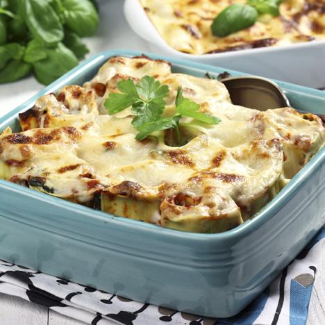 Gratinerade pastastubbar med ricottaost och spenat