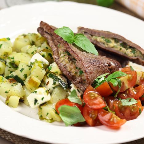 Fylld lövbiff med potatispytt
