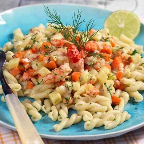 Pasta med kräft- och rotfruktssås