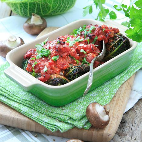 Svampdolmar med tomatsås