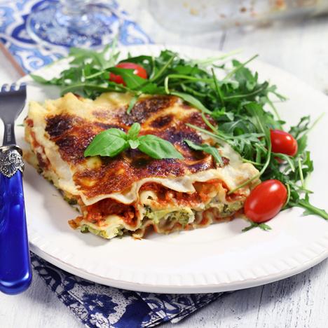 Grön och röd lasagne
