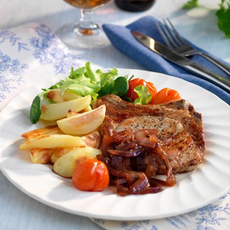 Kotlett med lökröra