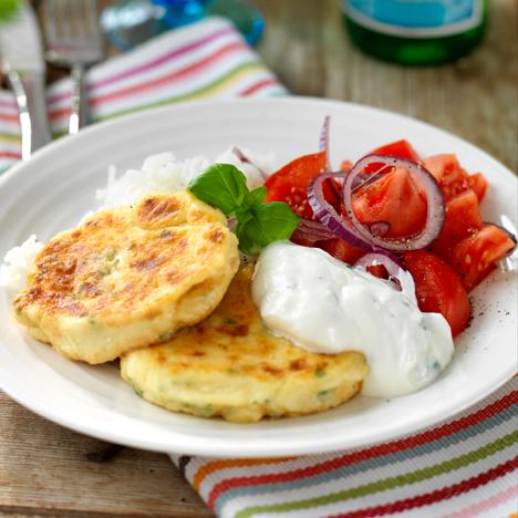Ricottabiffar med basilikayoghurt