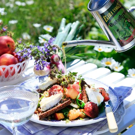 Chorizosallad med gratinerad toast