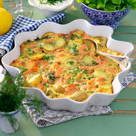Laxfrittata med fetaostsås