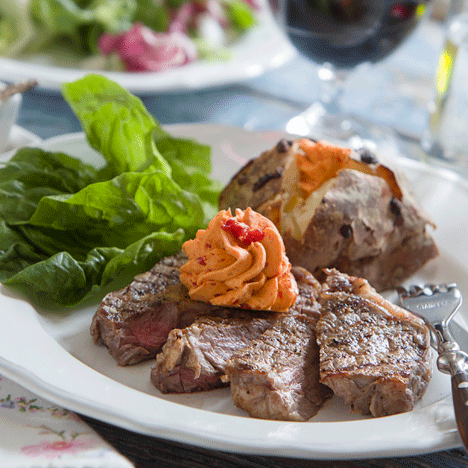 Grillad entrecôte med paprikasmör