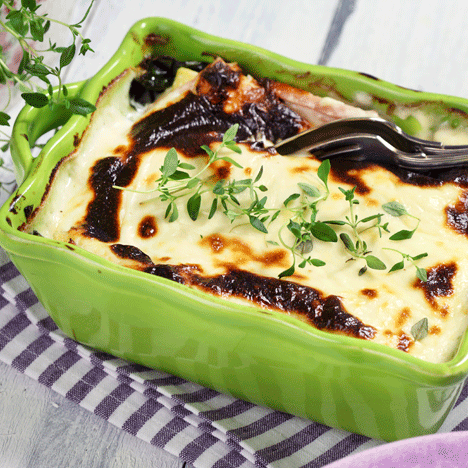 Lasagne med kassler och spenat
