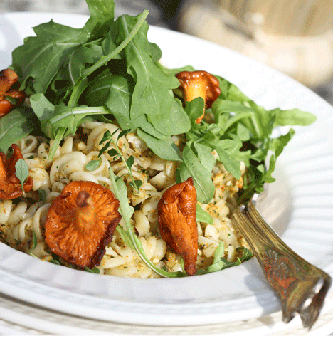 Pasta med kantarellpesto