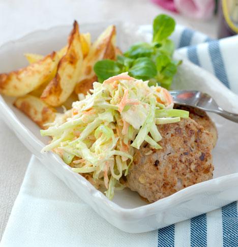 Äppelburgare med coleslaw