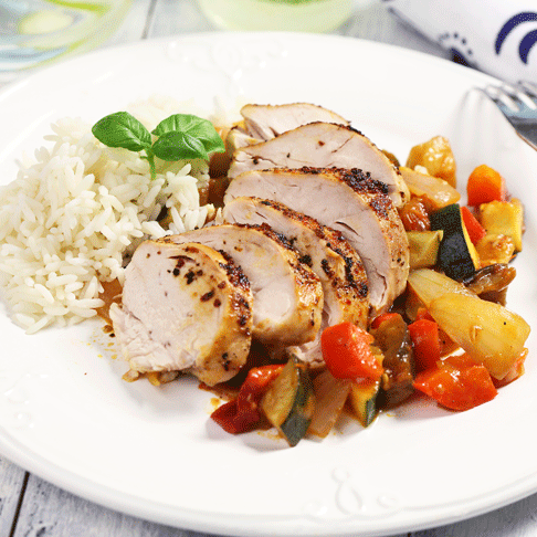 Ugnsbakat kycklingbröst med ratatouille