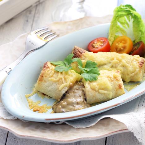 Crêpes med svampfyllning