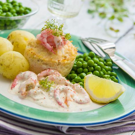 Fiskfärs med kall räksås