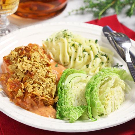 Tacofiskgratäng med ångad savojkål