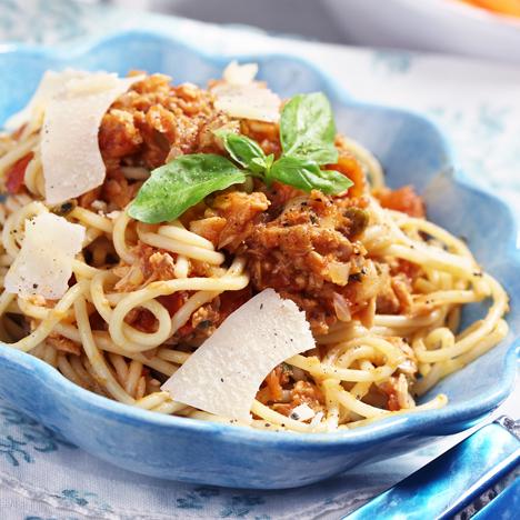 Spagetti med tonfisksås