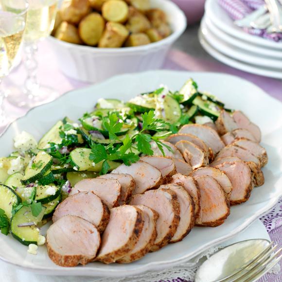 Helstekt fläskfilé med squashsallad