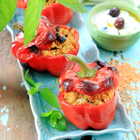 Fylld paprika med linser och couscous