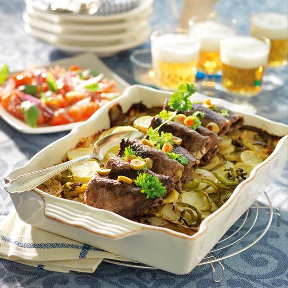 Potatisgratäng med fylld biff